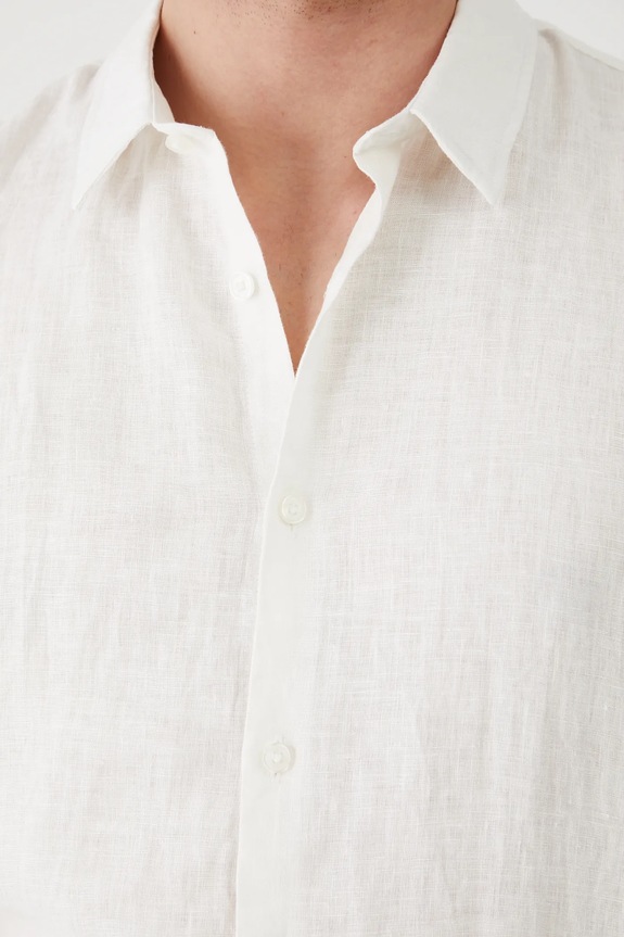 Medicine camicia di lino RS25-KDM090 bianco