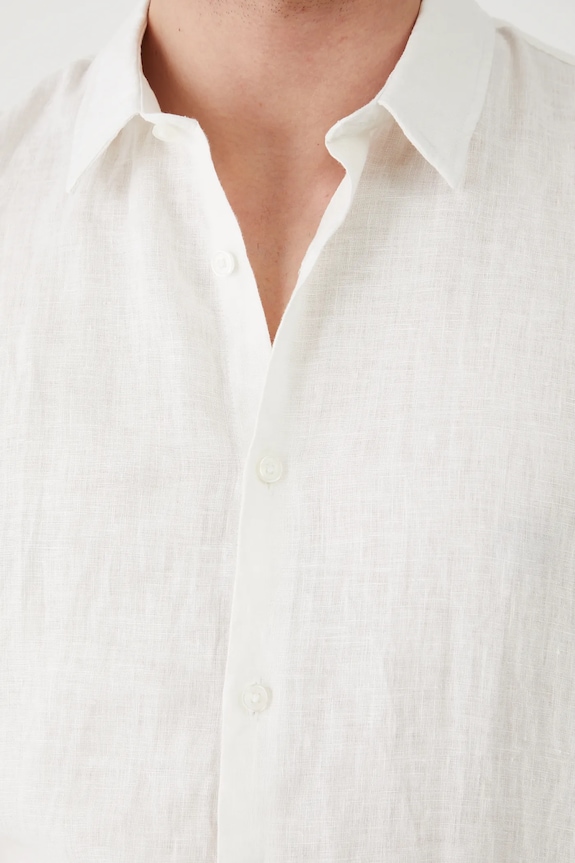 Medicine camicia di lino RS25-KDM090 bianco
