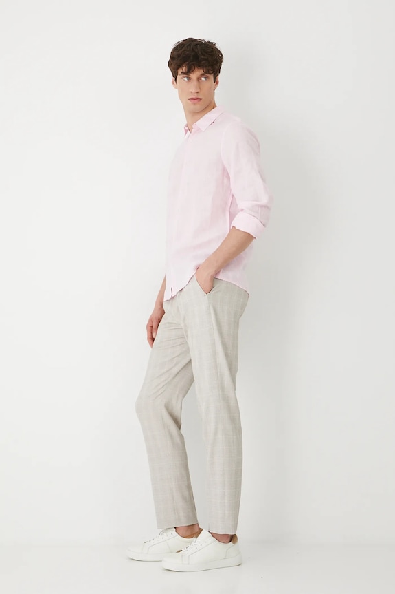 Medicine camicia di lino slim rosa RS25-KDM090