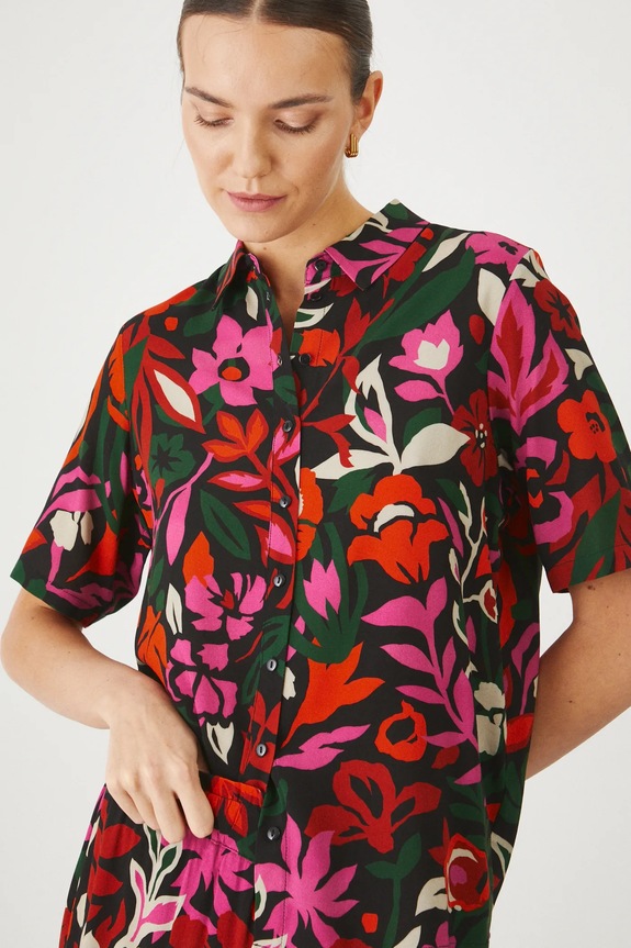Koszula damska oversize z wiskozy kolor multicolor RS25-KKD030 multicolor RS25