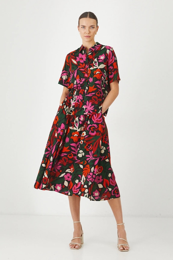 Koszula damska oversize z wiskozy kolor multicolor casual multicolor RS25-KKD030