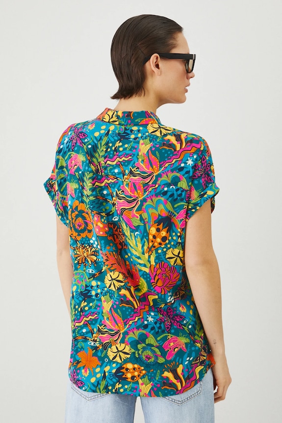 Odzież Koszula damska oversize wzorzysta kolor multicolor RS25-KKD071 multicolor