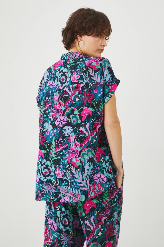 Odzież Koszula damska oversize wzorzysta kolor multicolor RS25-KKD071 multicolor