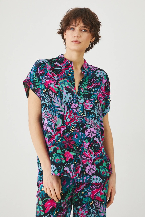 Koszula damska oversize wzorzysta kolor multicolor multicolor RS25-KKD071