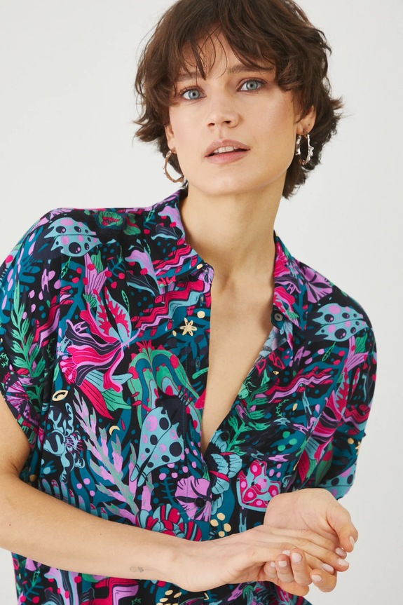 Koszula damska oversize wzorzysta kolor multicolor RS25-KKD071 multicolor
