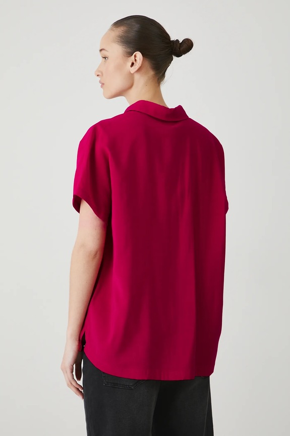 Odzież Koszula damska gładka z wiskozą kolor czerwony RS25-KKD704 czerwony