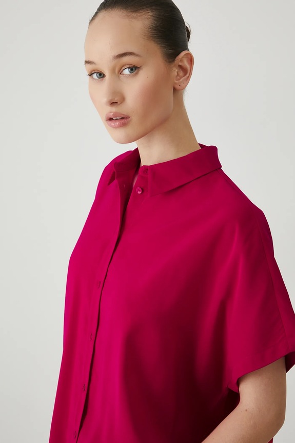 Koszula damska gładka z wiskozą kolor czerwony czerwony RS25-KKD704