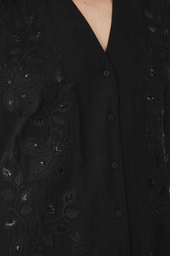 Košeľa čierna farba RS25-KKD903 čierna