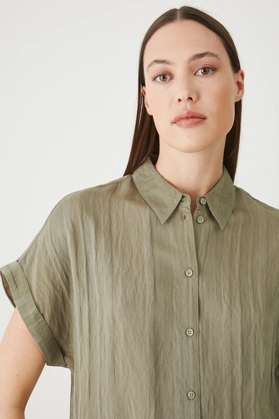 Košeľa s viskózou zelená farba zelená RS25-KKD904