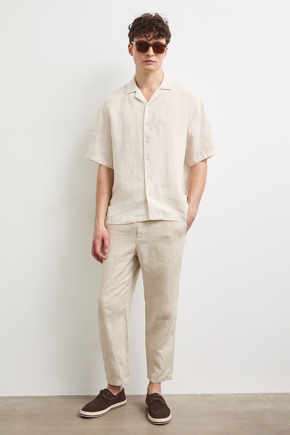 Medicine camicia di lino RS25-KKM090 beige RS25