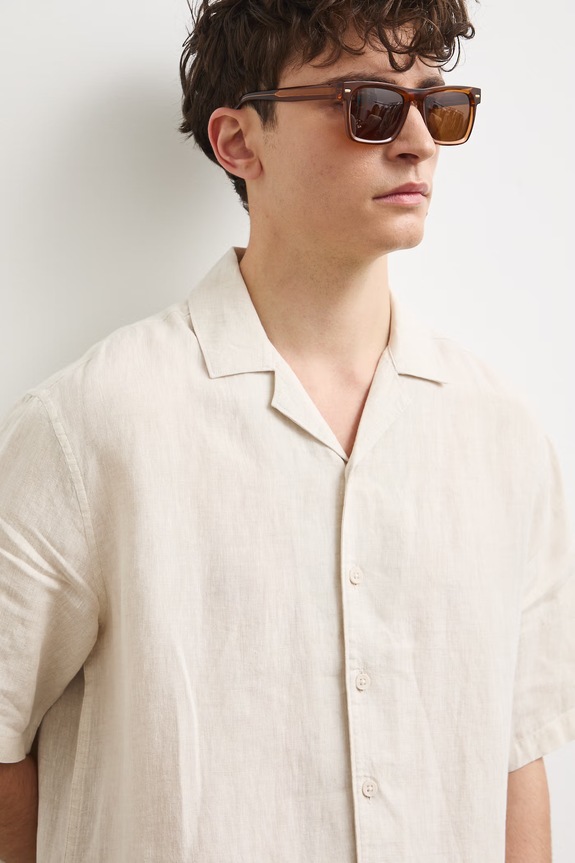 Medicine camicia di lino beige RS25-KKM090