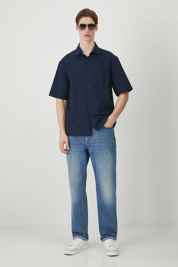 Medicine camicia in cotone RS25-KKM601 blu navy RS25