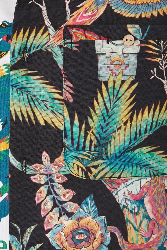 Koszula z lnem męska z kołnierzykiem klasycznym wzorzysta kolor czarny RS25-KKMA13 czarny