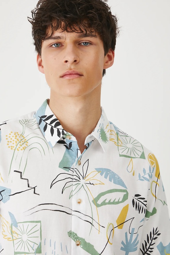 Medicine camicia in lino misto multicolore RS25-KKMB14