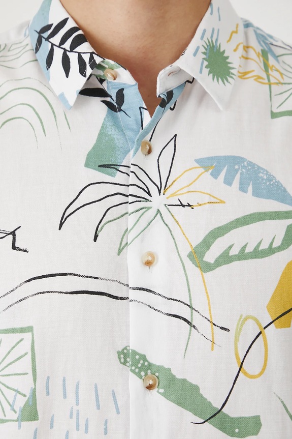 Medicine camicia in lino misto RS25-KKMB14 multicolore
