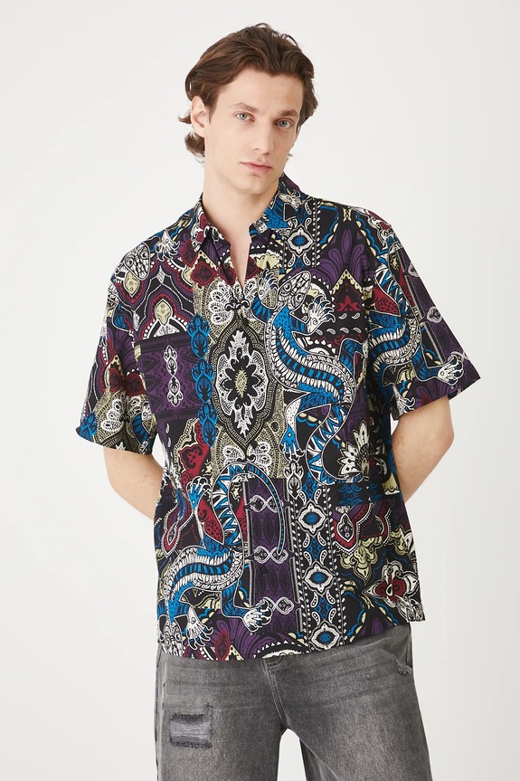 Košeľa s klasickým golierom, so vzorom viac farieb viacfarebná RS25-KKMC10