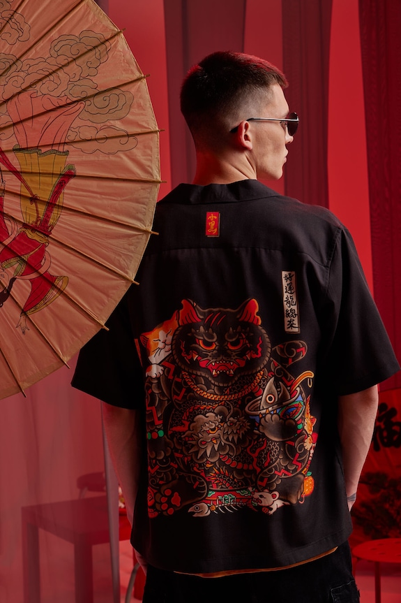 Košeľa Tattoo Art by Boren Huang – Horiren 彫壬 casual čierna RS25-KKMC50