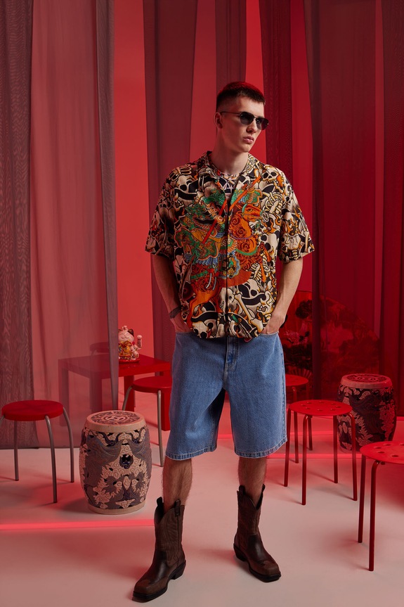 Košeľa s prímesou ľanu Tattoo Art by Boren Huang – Horiren 彫壬 casual viacfarebná RS25-KKMC51