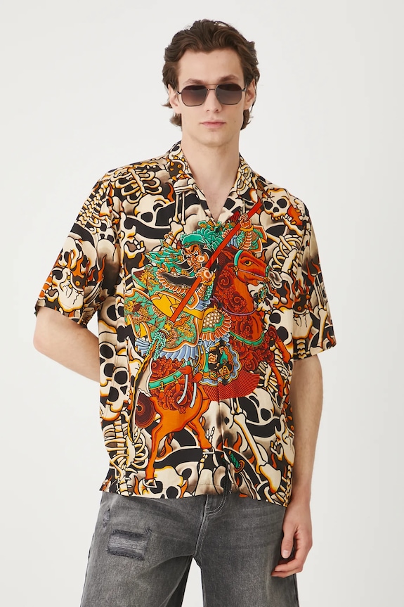 Košeľa s prímesou ľanu Tattoo Art by Boren Huang – Horiren 彫壬 RS25-KKMC51 viacfarebná