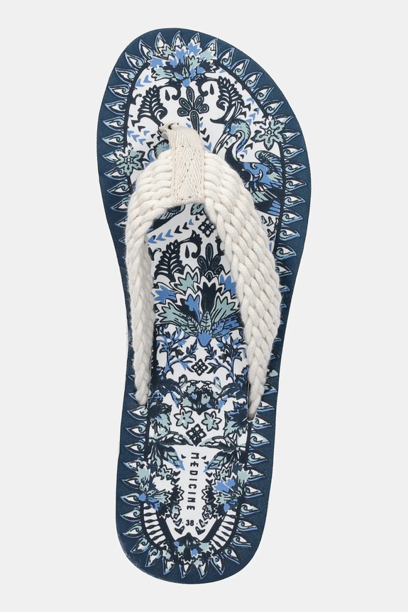 Japonki damskie z plecionym paskiem kolor niebieski płaski niebieski RS25.KLD700