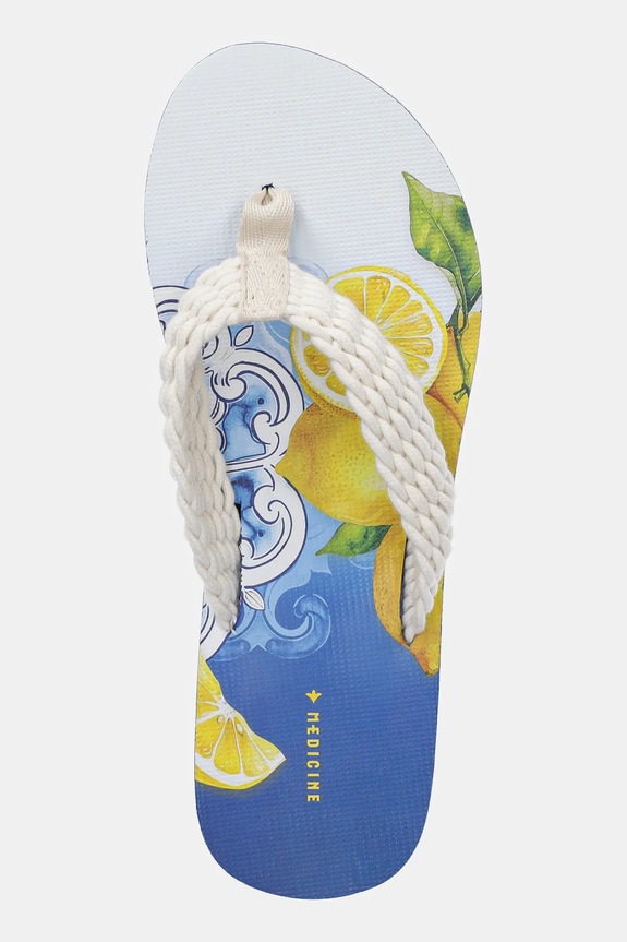 Japonki damskie z plecionym paskiem kolor niebieski płaski niebieski RS25-KLD822