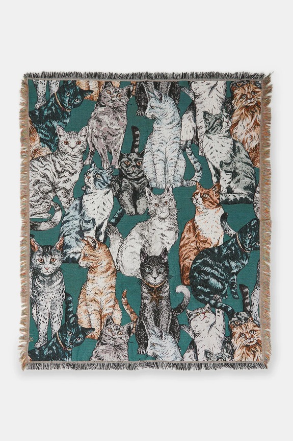 Koc żakardowy w koty 130 x 160 cm kolor multicolor multicolor RS25.KOU506