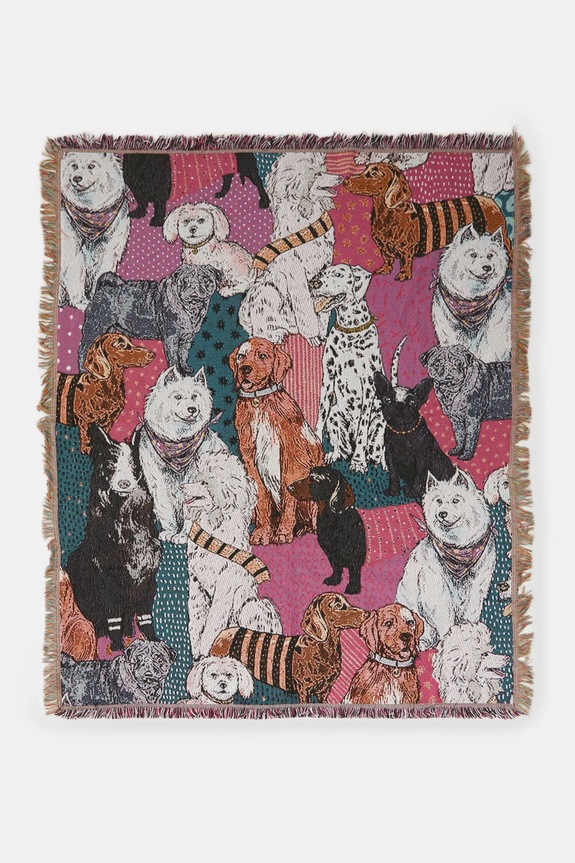 Koc żakardowy w psy 130 x 160 cm kolor multicolor multicolor RS25.KOU508