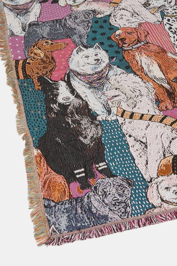Koc żakardowy w psy 130 x 160 cm kolor multicolor RS25.KOU508 multicolor RS25