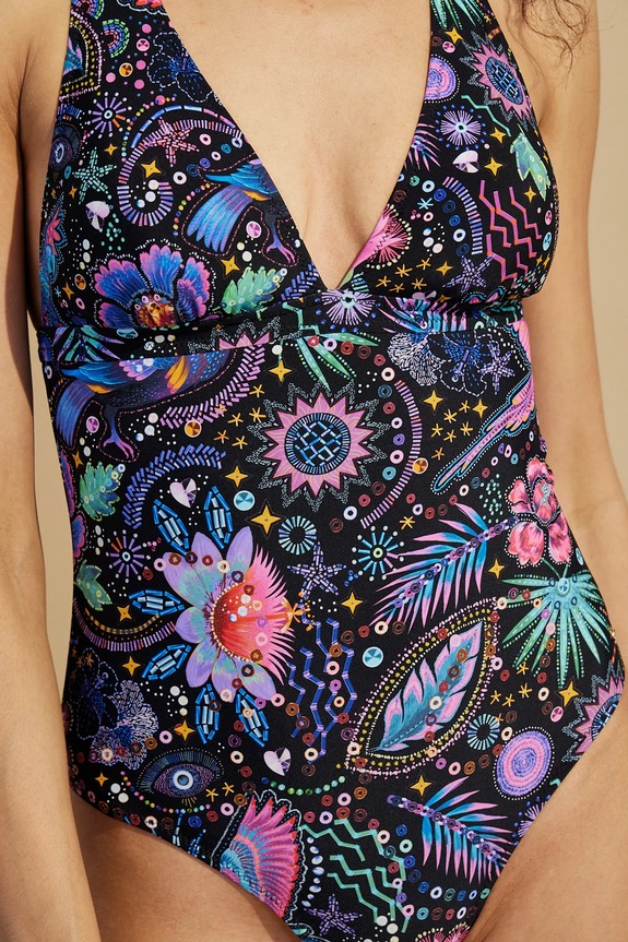 Jednodielne plavky so vzorom viac farieb RS25-KSD700 viacfarebná