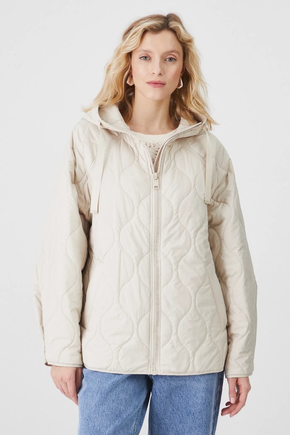 Bunda dámska prešívaná béžová farba s podšívkou béžová RS25.KUD212