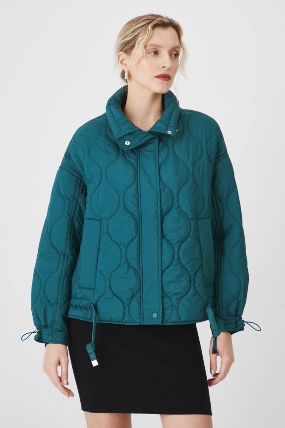 Kurtka damska pikowana kolor zielony lekko ocieplane zielony RS25.KUD214
