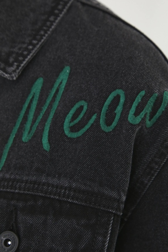 Bavlněná džínová bunda dámská z kolekce pro milovníky koček černá barva RS25.KUD350