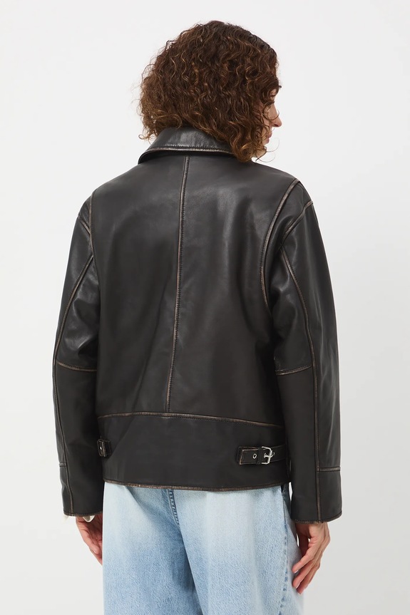 Odzież Kurtka biker skórzana damska kolor brązowy RS25-KUD407 brązowy