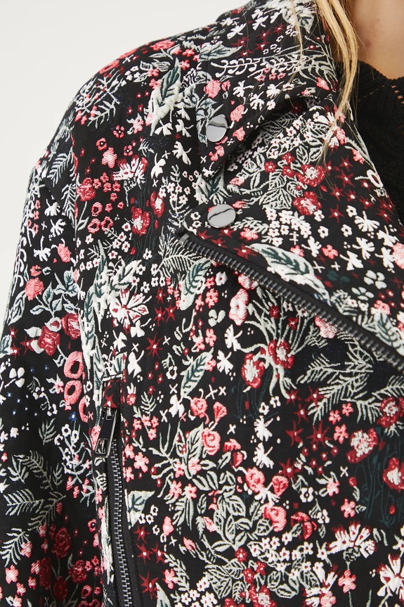 Kurtka biker damska żakardowa kolor multicolor RS25-KUD409 multicolor