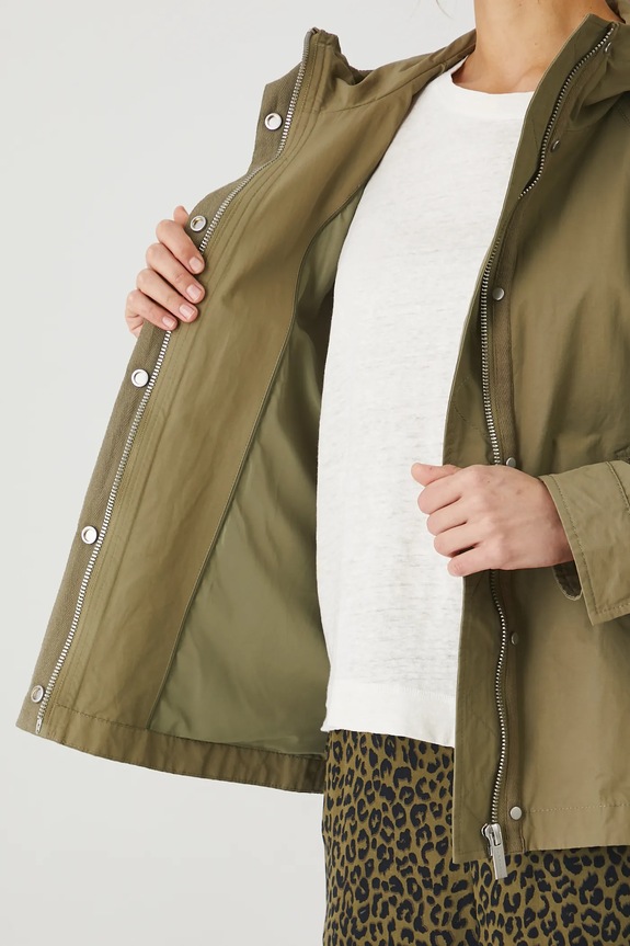 Parka damska gładka kolor zielony RS25-KUD500