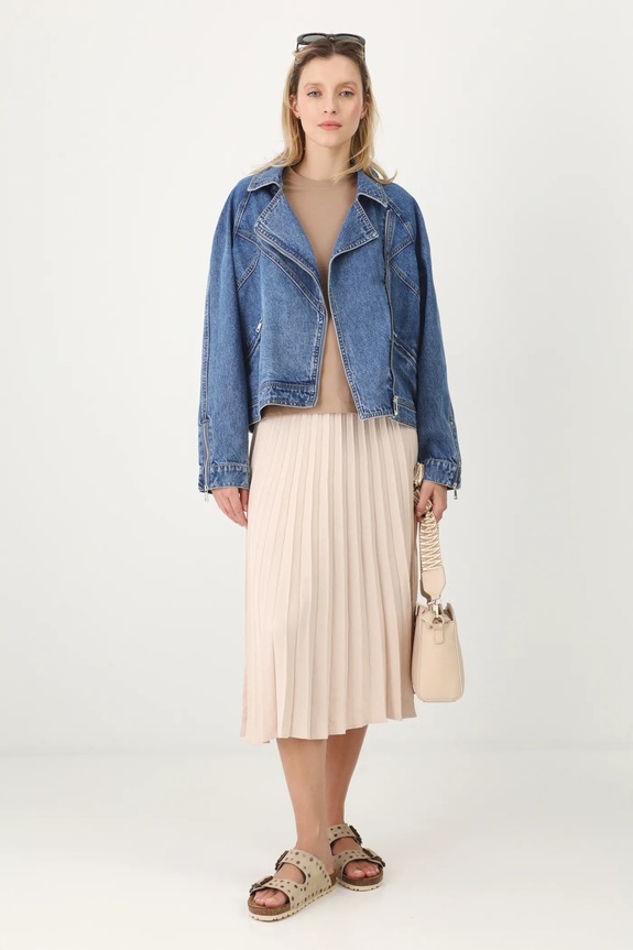 Bavlněná džínová bunda dámská modrá barva RS25.KUD506 modrá RS25