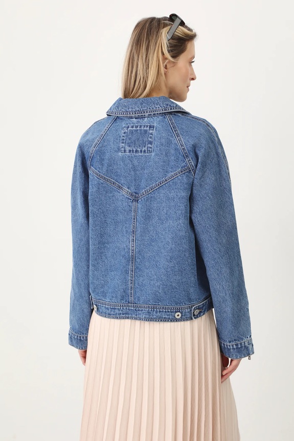 Oblečení Bavlněná džínová bunda dámská modrá barva RS25.KUD506 modrá