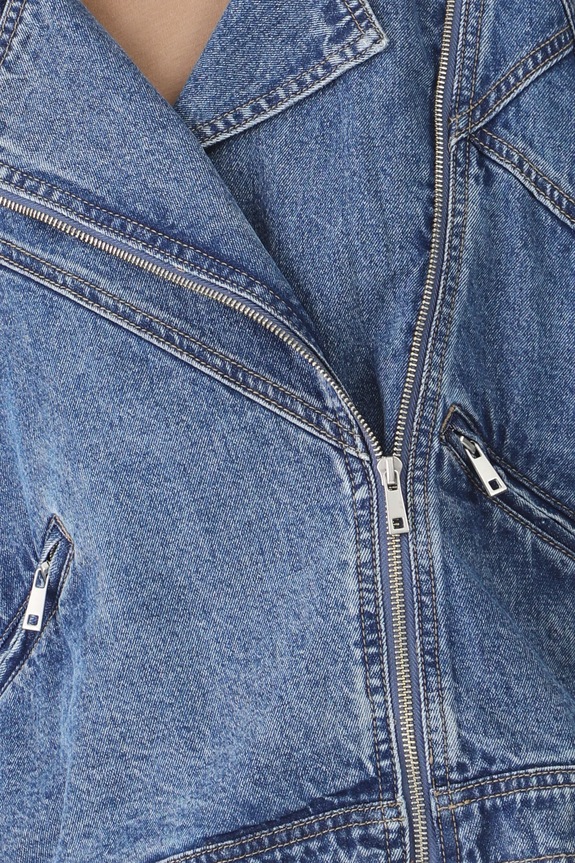 Bavlněná džínová bunda dámská modrá barva RS25.KUD506