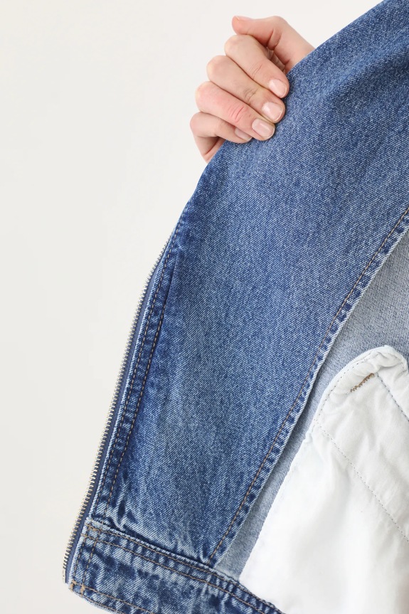 Bavlněná džínová bunda dámská modrá barva RS25.KUD506