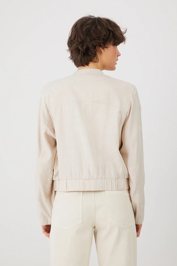 Odzież Kurtka z lnem damska gładka kolor beżowy RS25-KUD701 beżowy