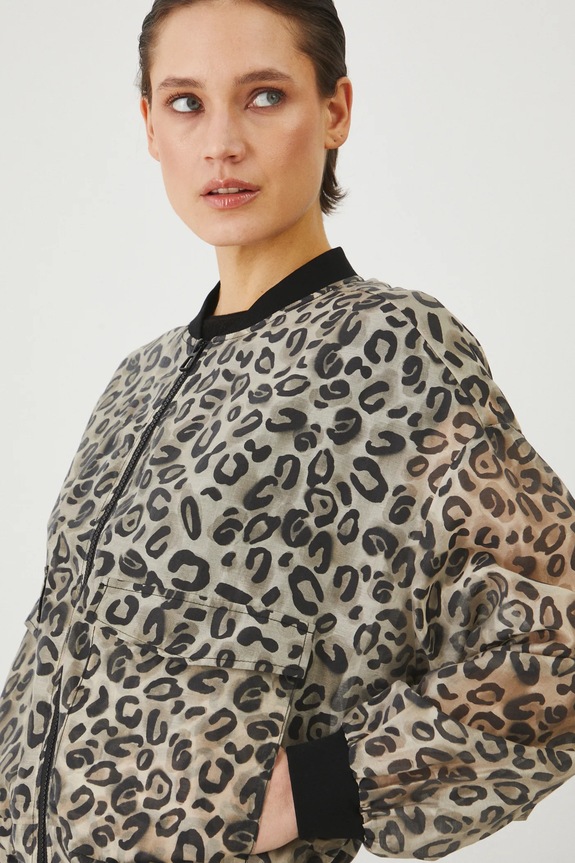 Kurtka bomber damska w panterkę kolor multicolor RS25-KUD704 multicolor