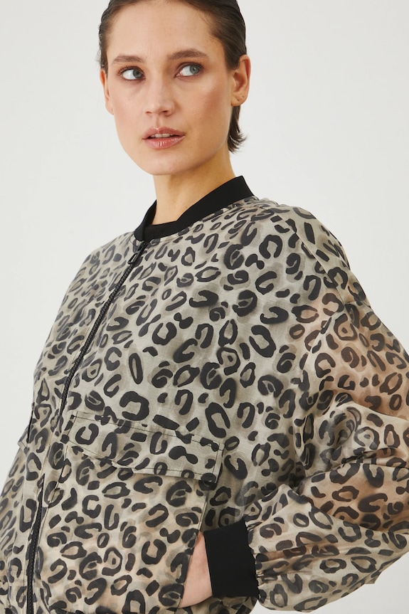 Kurtka bomber damska w panterkę kolor multicolor RS25-KUD704 multicolor