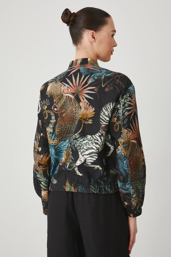 Odzież Kurtka bomber z lnem wzorzysta kolor multicolor RS25-KUD804 multicolor