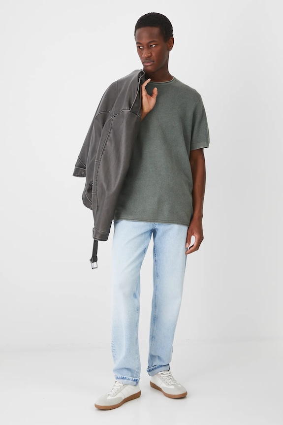 Kurtka biker męska z imitacji skóry kolor szary RS25-KUM404 szary RS25