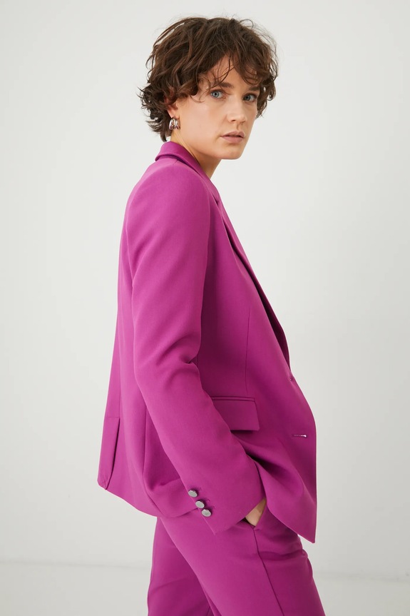 Marynarka damska regular gładka kolor różowy RS25-KZD101 różowy