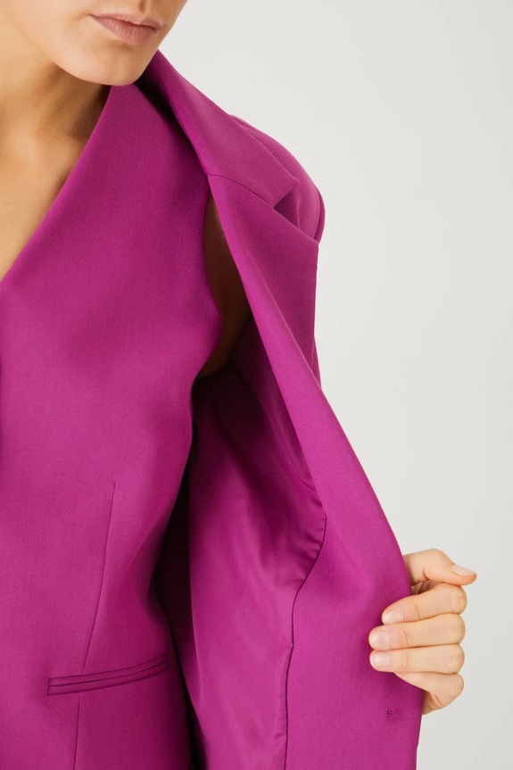 Marynarka damska regular gładka kolor różowy RS25-KZD101