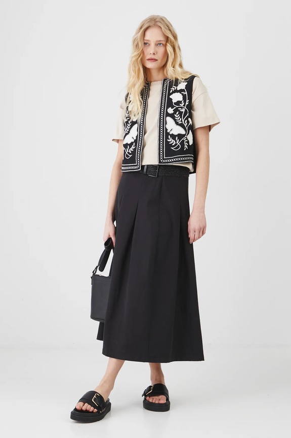 Kamizelka bawełniana damska z ozdobnym haftem kolor czarny RS25.KZD600 czarny RS25