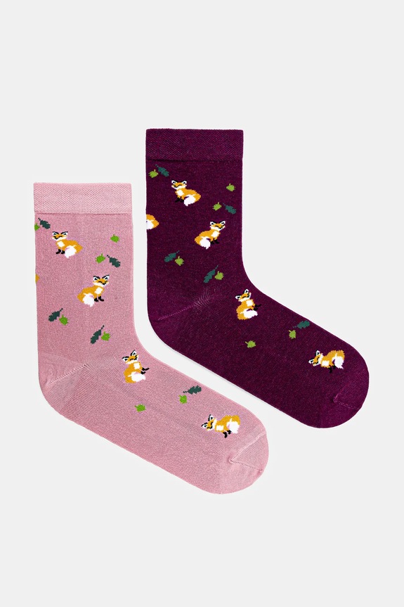Skarpetki bawełniane damskie w lisy (2-pack) kolor multicolor RS25.LGD100 multicolor RS25