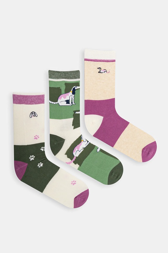 Bavlnené ponožky s motívom psov (3-pack) viac farieb RS25.LGD104 viacfarebná RS25