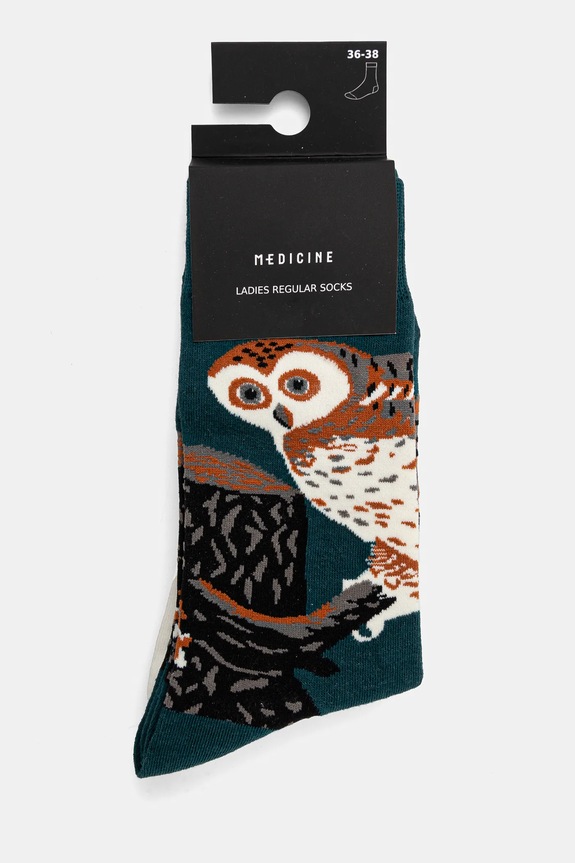 Odzież Skarpetki bawełniane damskie w sowy (2-pack) kolor multicolor RS25.LGD106 multicolor